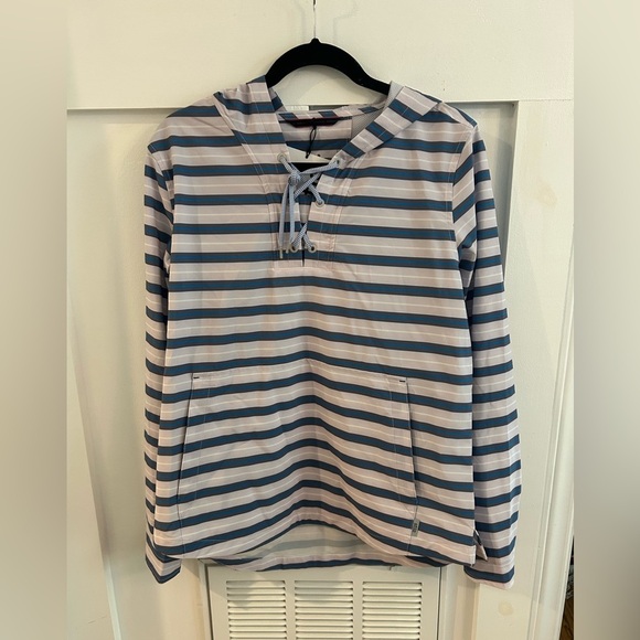 Stio hooded striped pullover rain jacket sun hoodie size medium - Picture 1 of 7